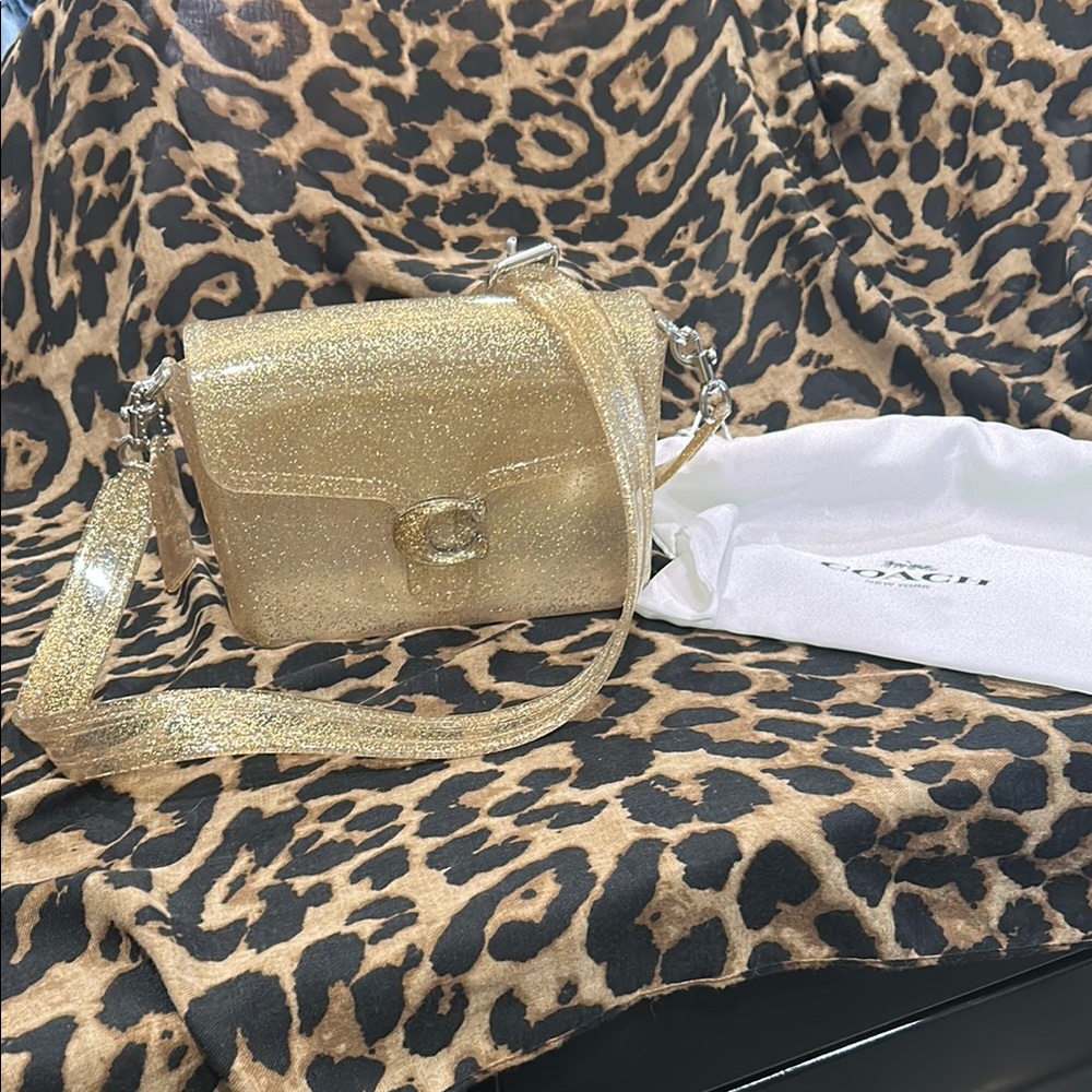 Coach Jelly Tabby Gold Crossbody Bag with Festive Shimmer